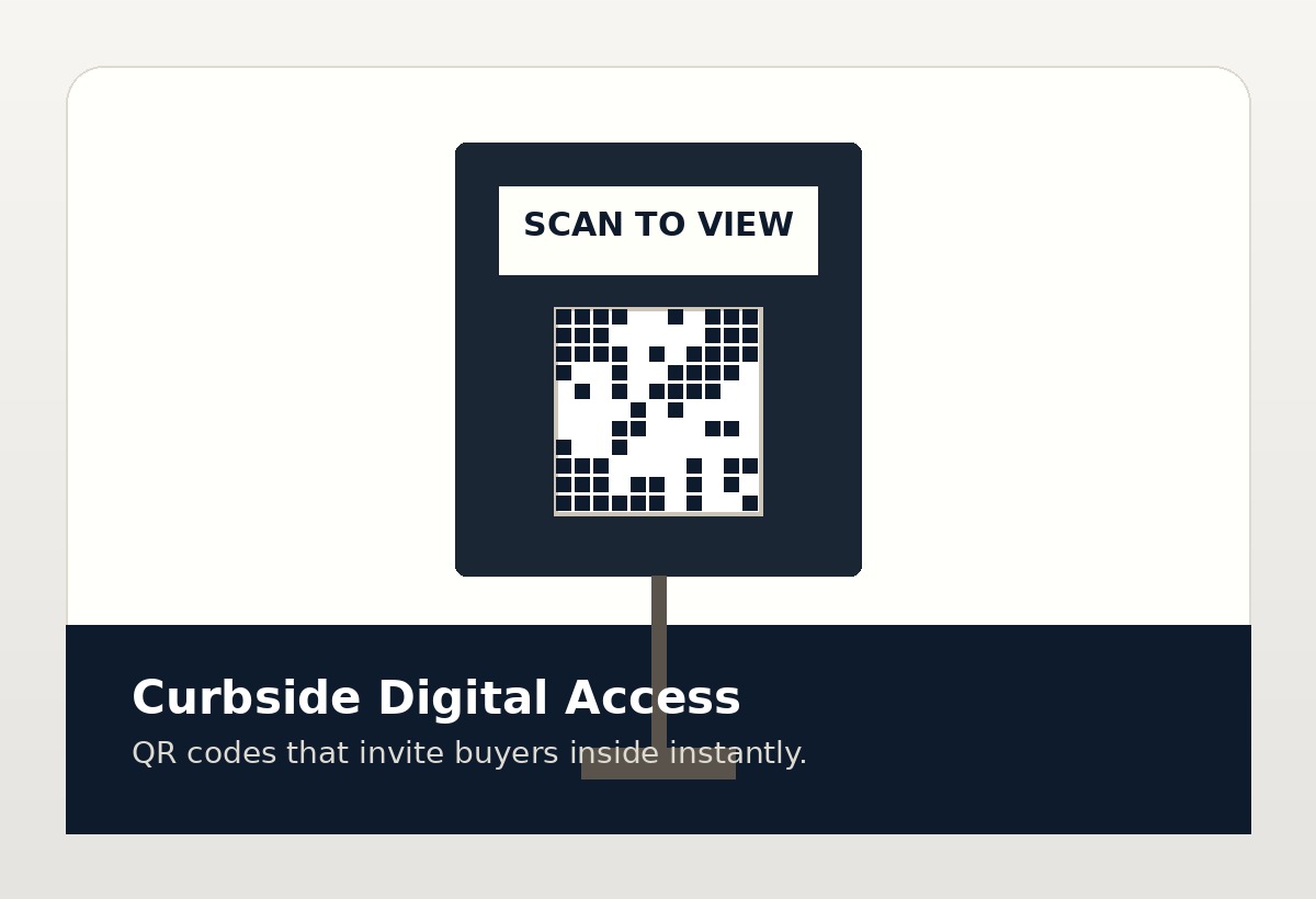 Illustration of a QR code yard sign for home showings