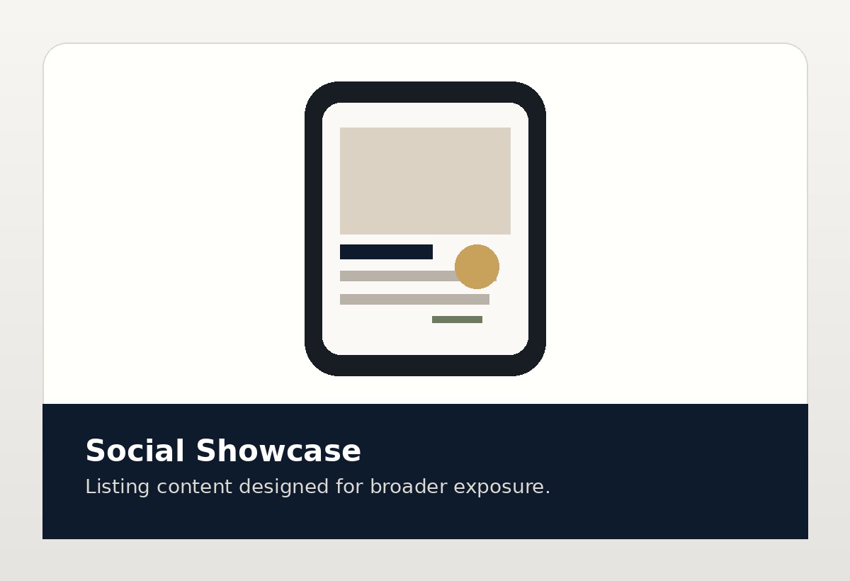 Illustration of a social media listing showcase on a mobile phone